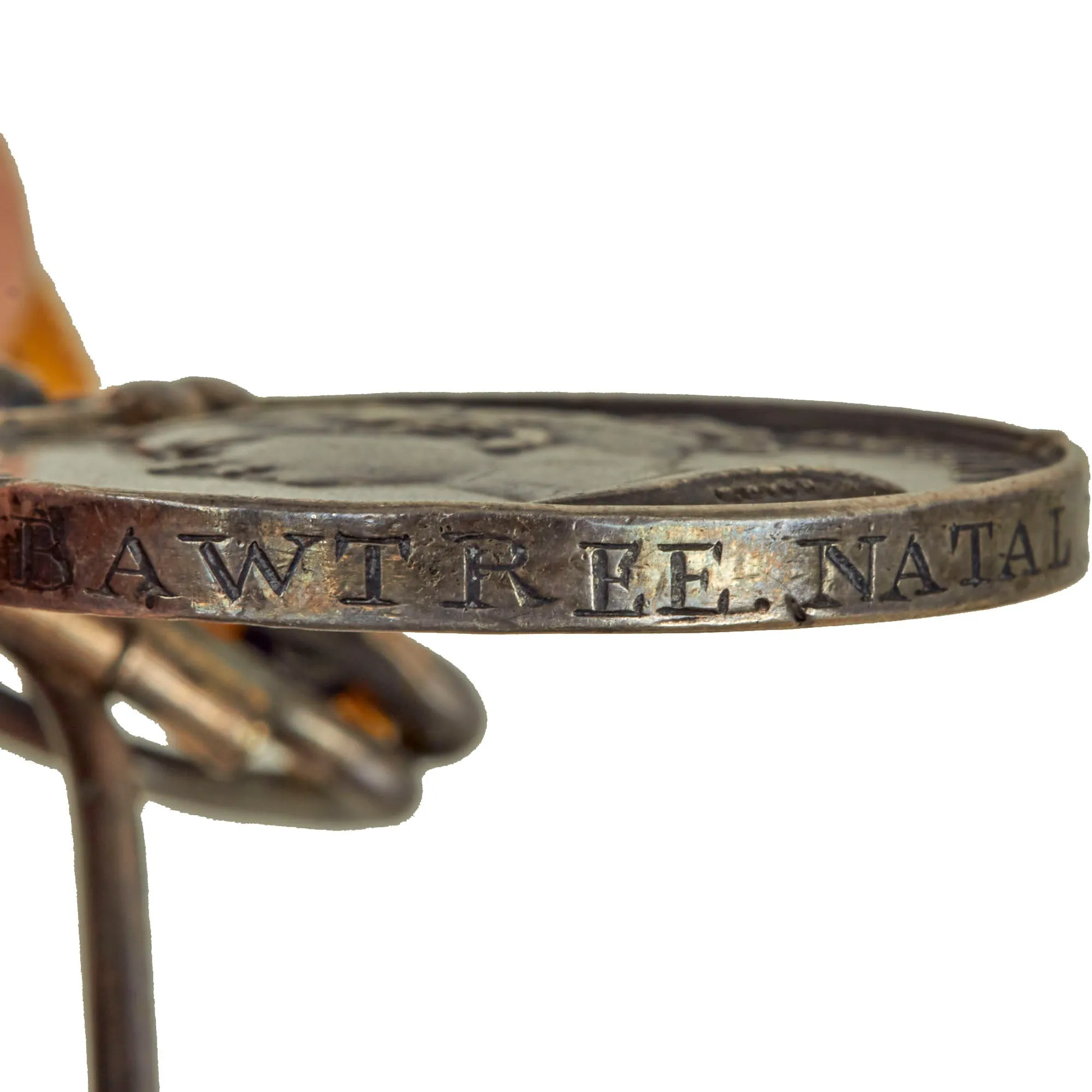 Original British Anglo-Zulu War Rim Engraved  South Africa Medal with 1879 Clasp Named to Trooper W.J.E. Bawtree, Natal Mounted Police