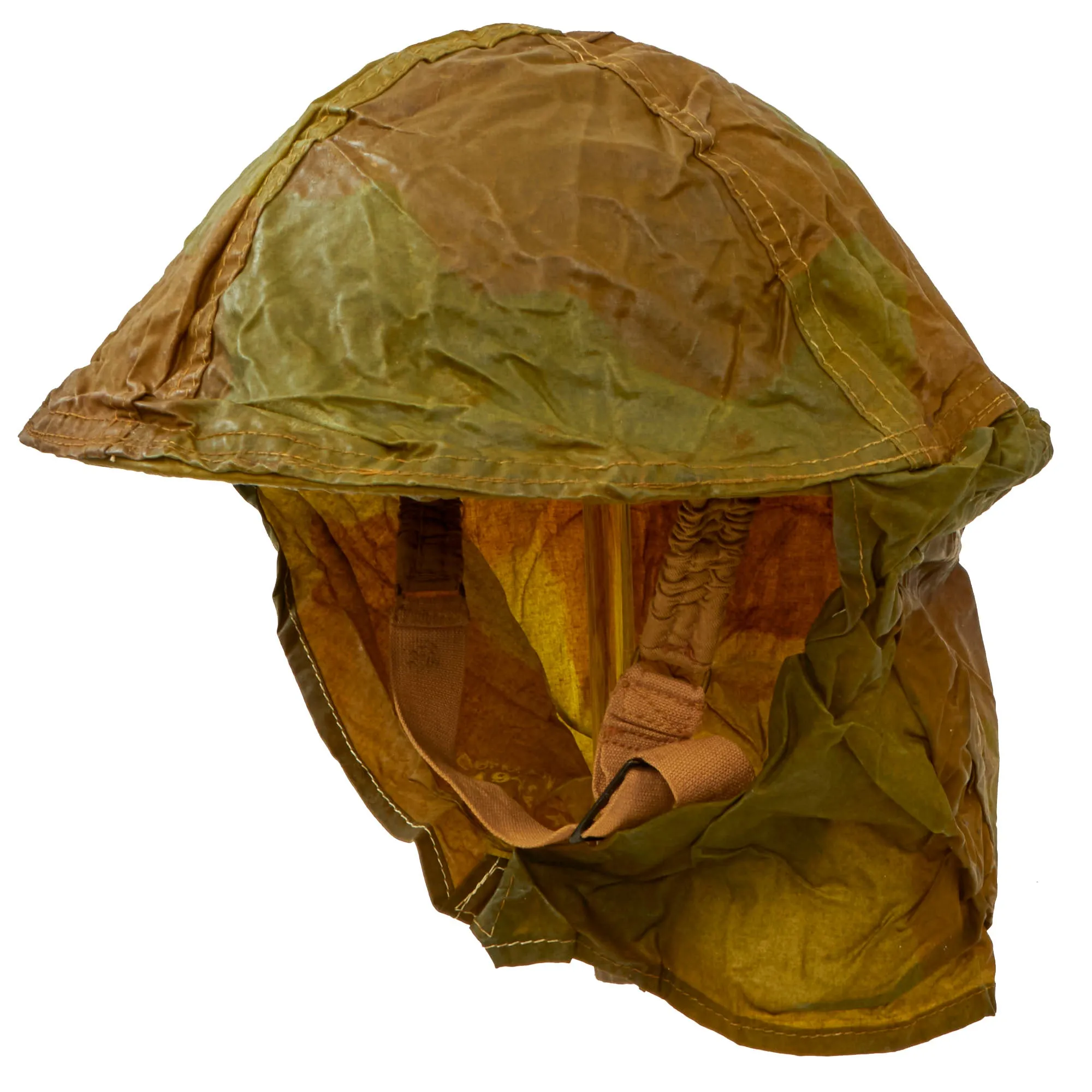 Original Canadian WWII 1943 Brodie MkII Helmet with Extremely Scarce 1942 Camouflage Gas Cape - Size 7⅛