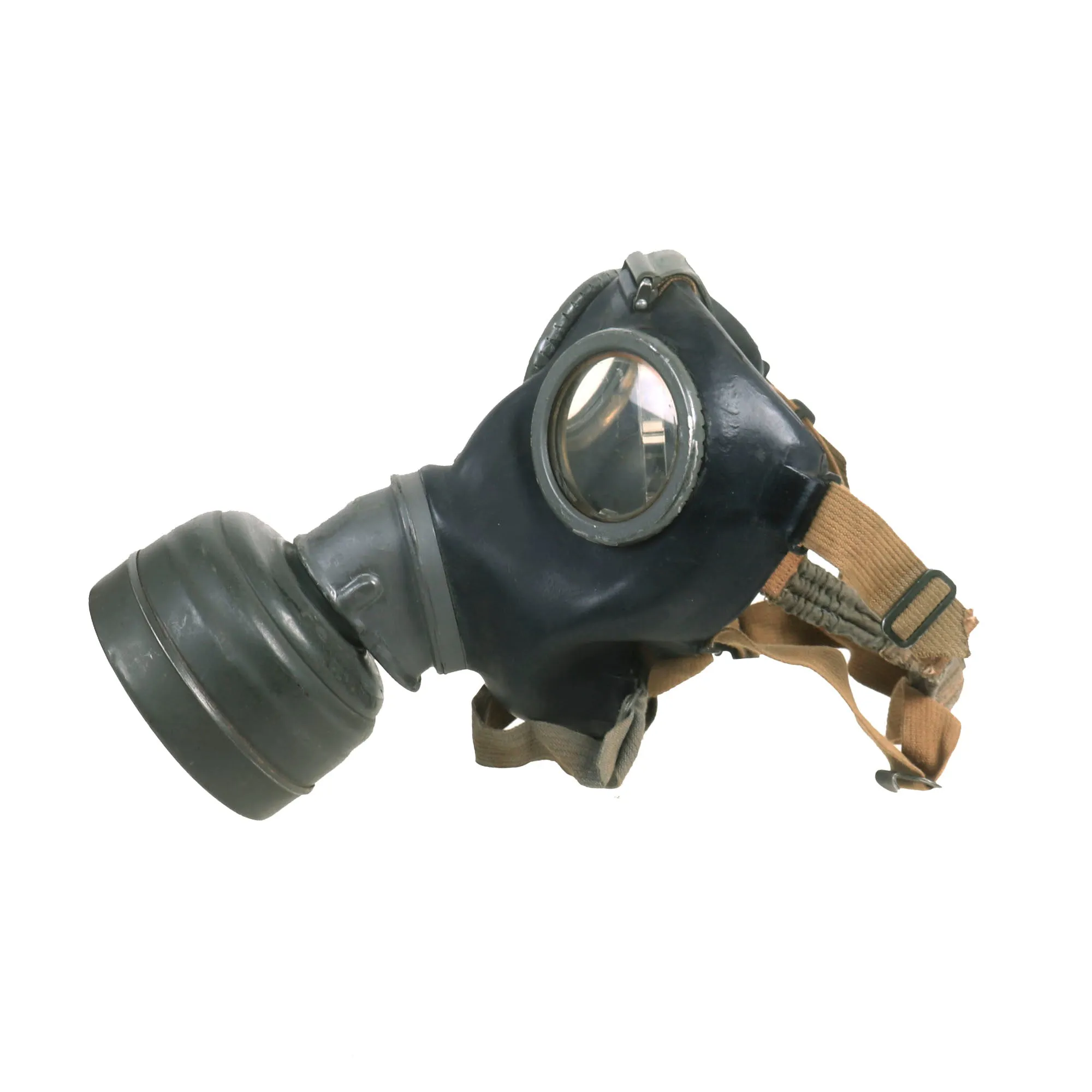 Original German WWII M38 Gas Mask With FE 41 Filter and Canister with Gas Cape Bag - Dated 1942 & 1944