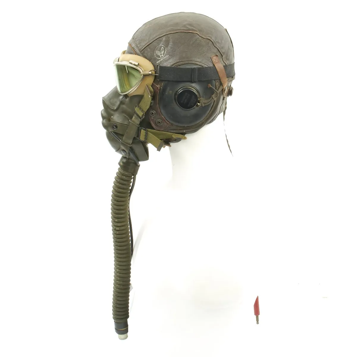 Original U.S. WWII Army Air Force Aviator Flight Helmet Set - AN6530 Green Goggles, A-14 Mask, A-11 Helmet