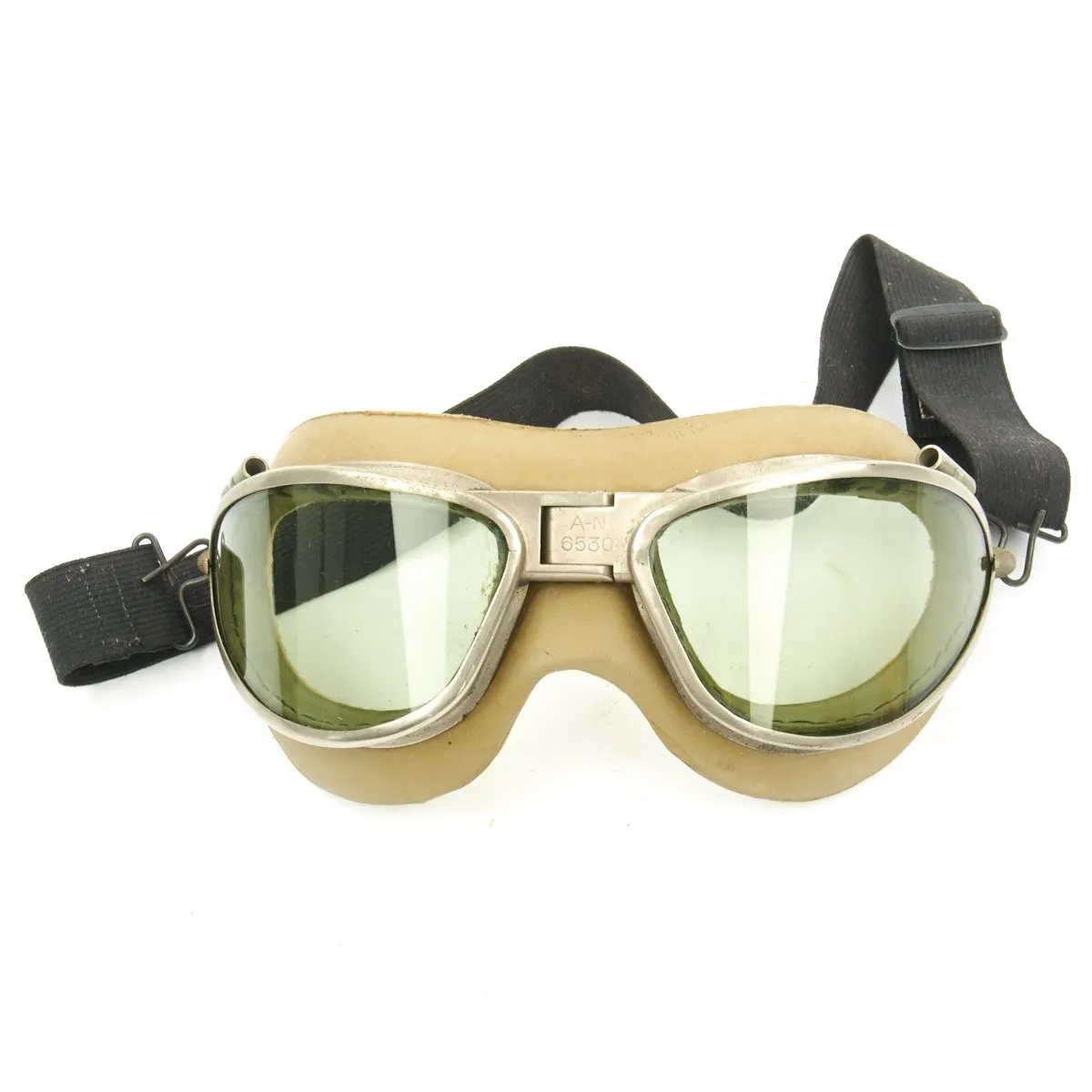 Original U.S. WWII Army Air Force Aviator Flight Helmet Set - AN6530 Green Goggles, A-14 Mask, A-11 Helmet