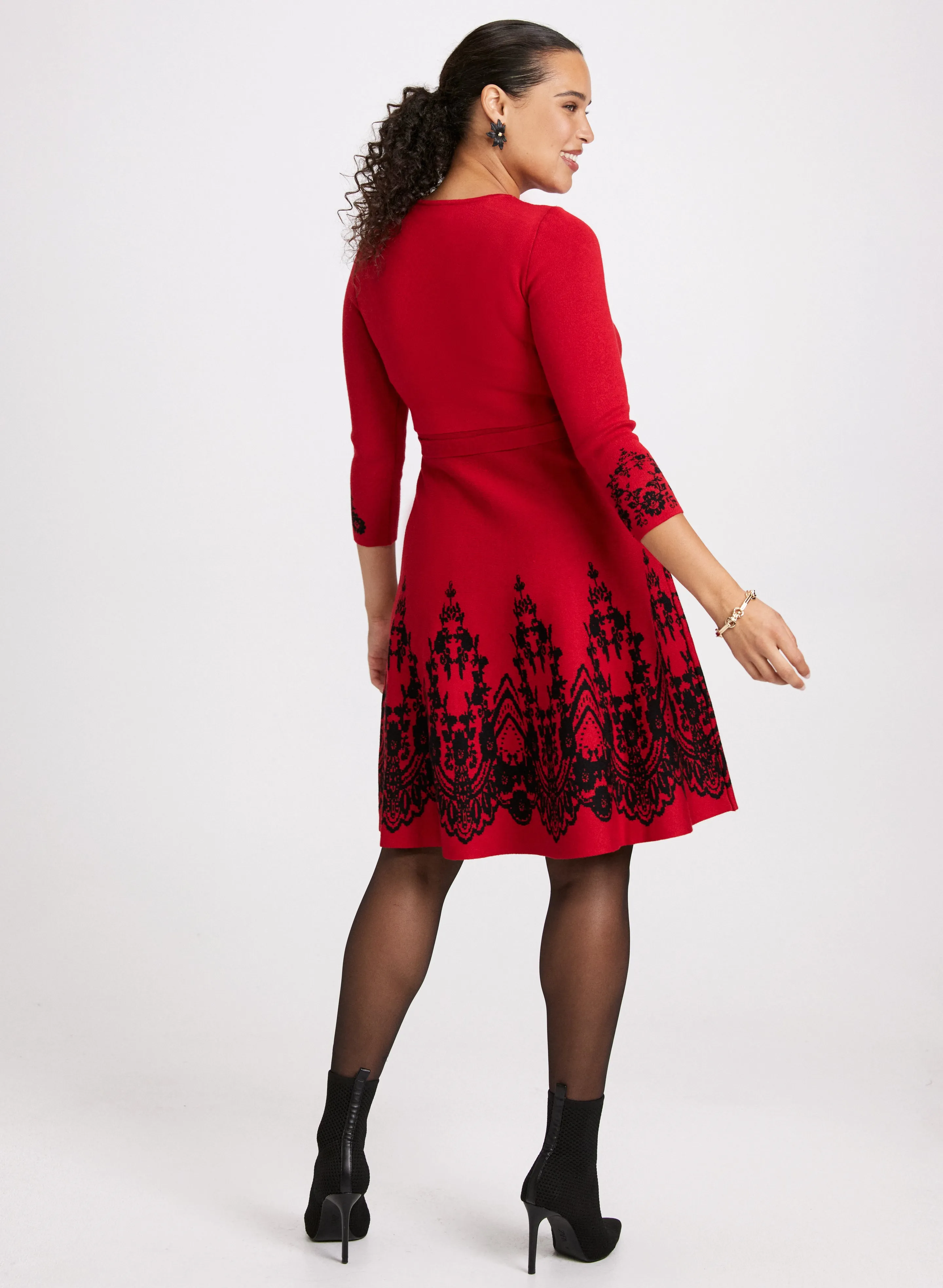 Paisley Placement Print Knit Dress