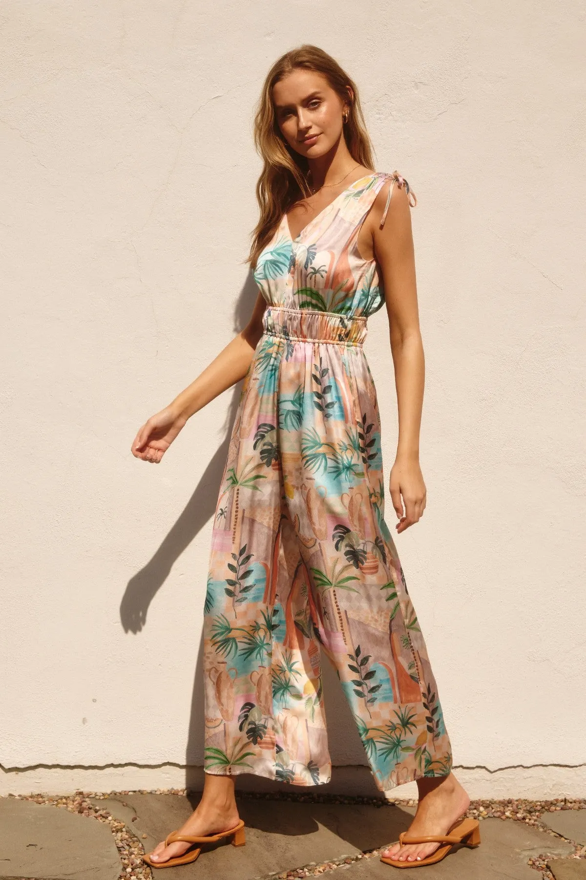 Palm Spring Cinched Shoulder Jumpsuit