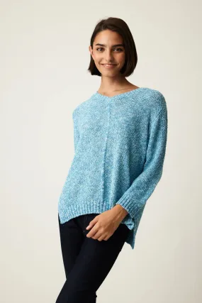 Parkhurst Flower Moon Vee Sweater Blue