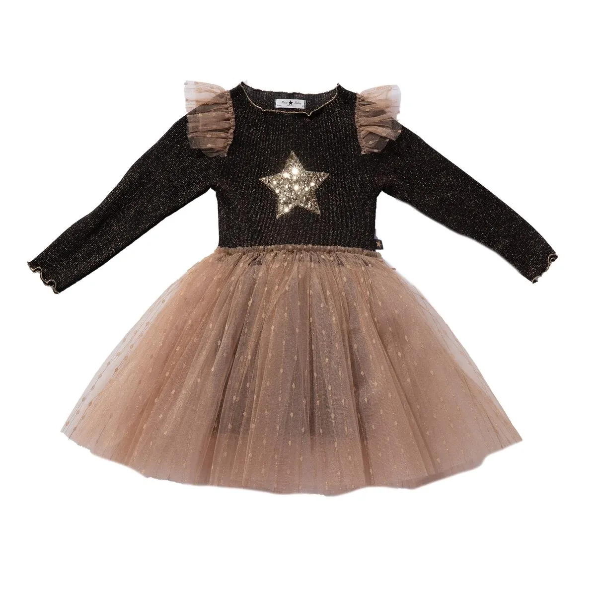 Petite Hailey Star Frill Tutu Dress - Black / Moca