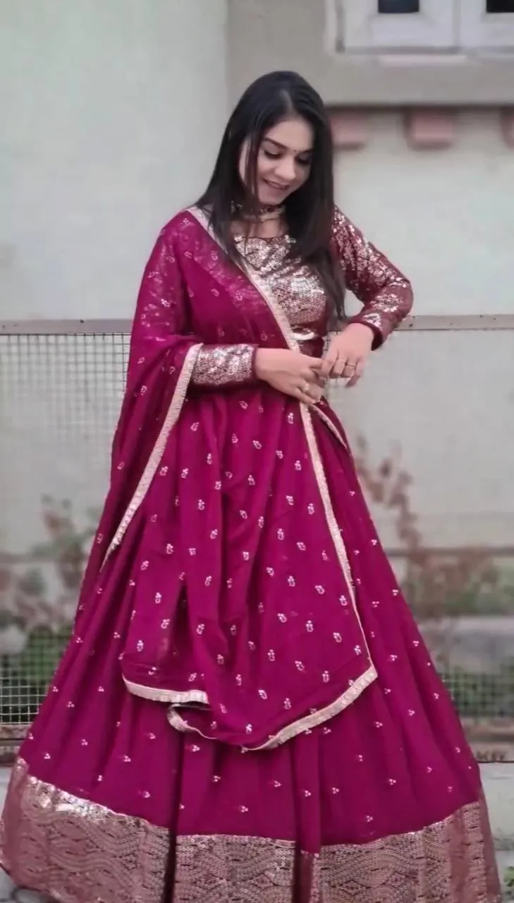 Pink Color Sequence Work Fancy Lehenga Choli