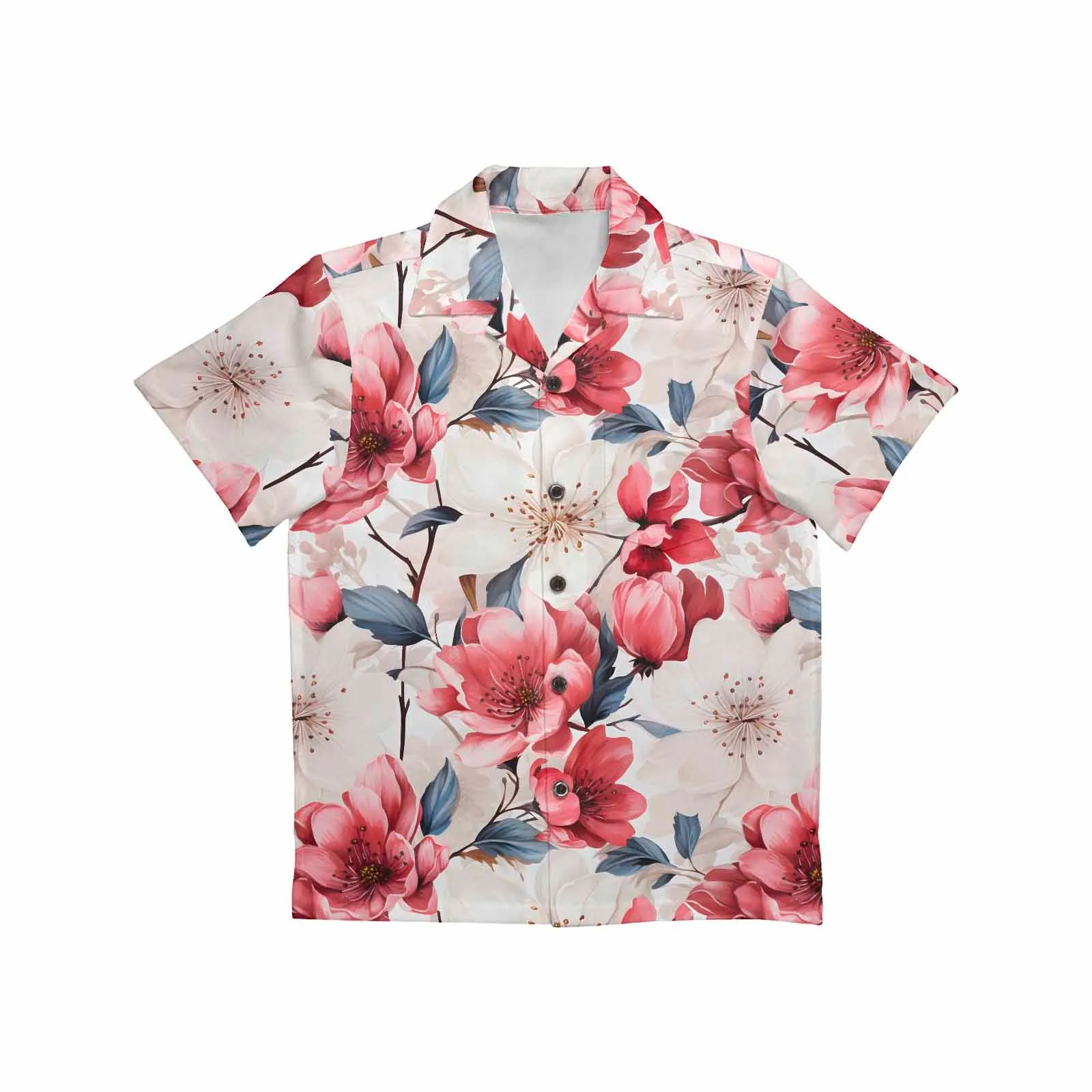 Pink Floral Small  Little Boys Hawaiian Shirt