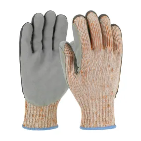 PIP 09-H550SLPV Scrap King Seamless Knit PolyKor Blended with Split Cowhide Leather Palm and Aramid Stitching Safety Glove (One Dozen)