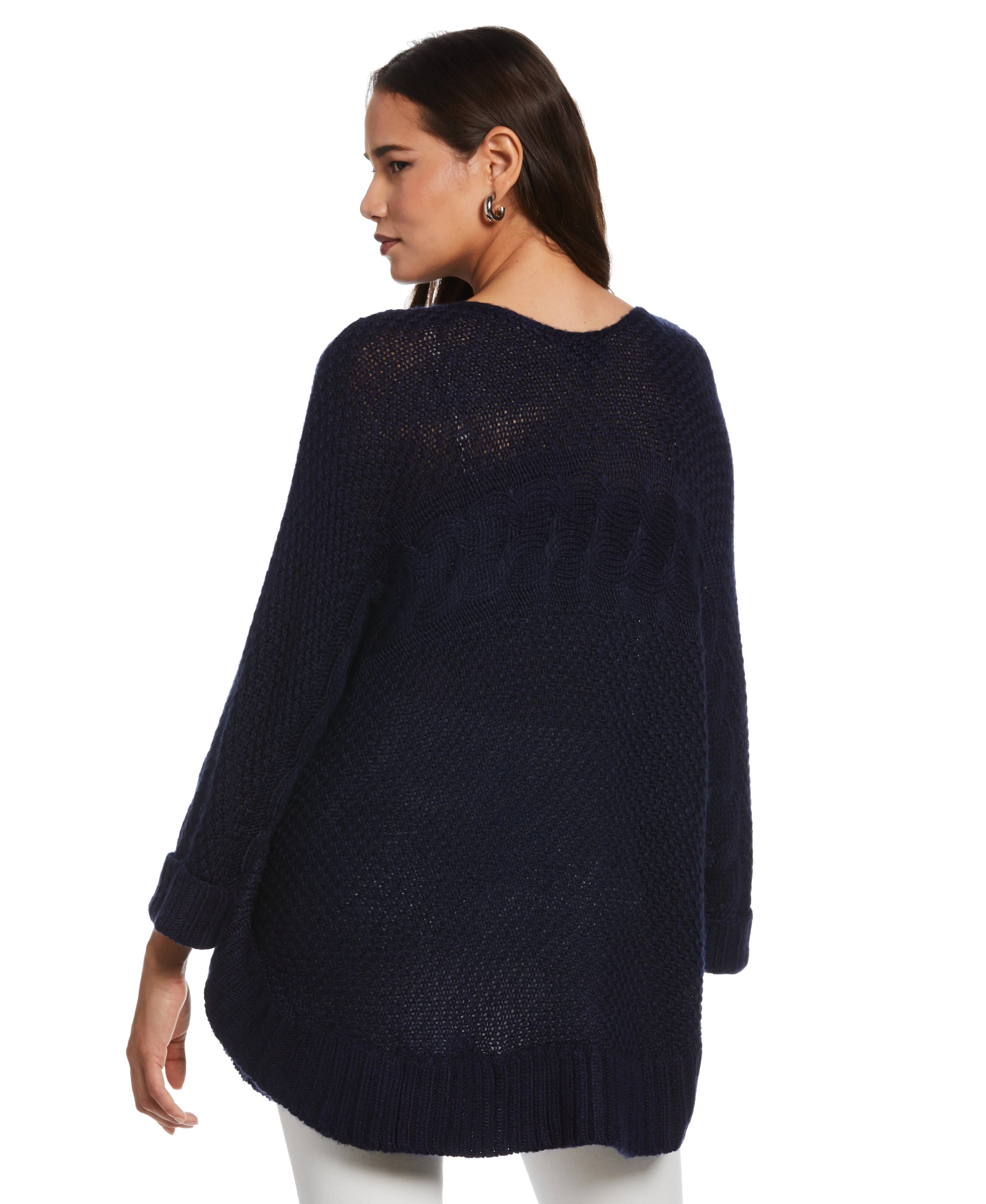 Plus Size Oversized Poncho Cable Knit Sweater