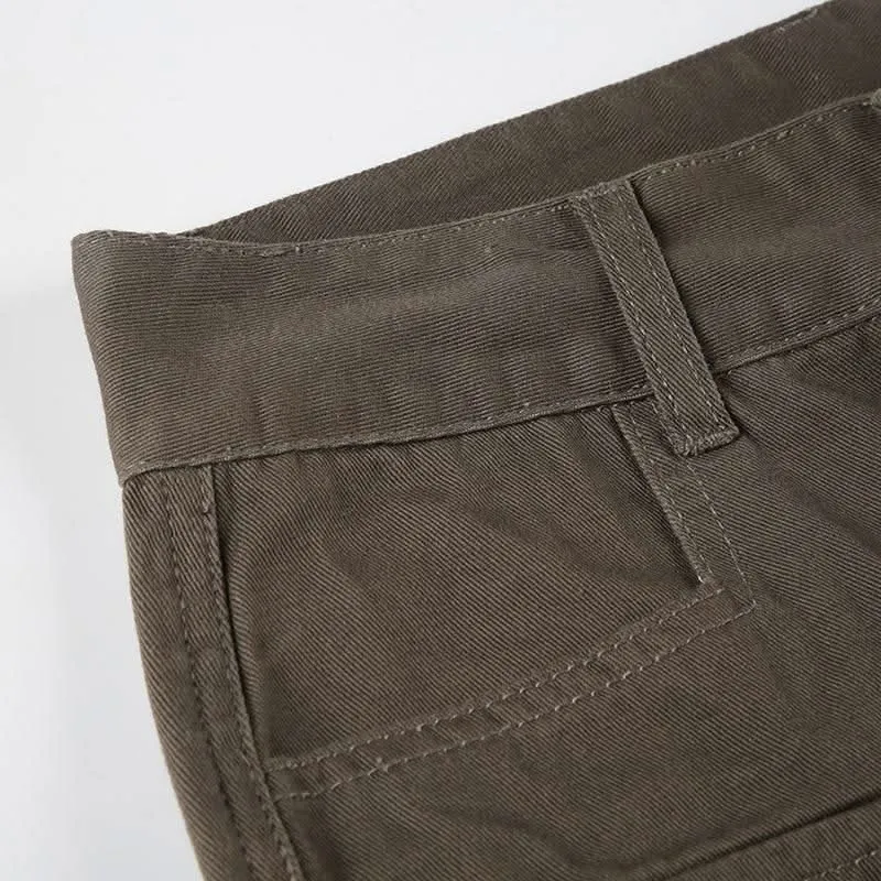 Pocket buckle button denim cargo pant