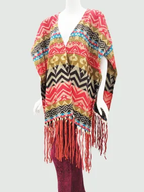 RAJ KIT CHEVRON OPEN-FRONT PONCHO RUANA