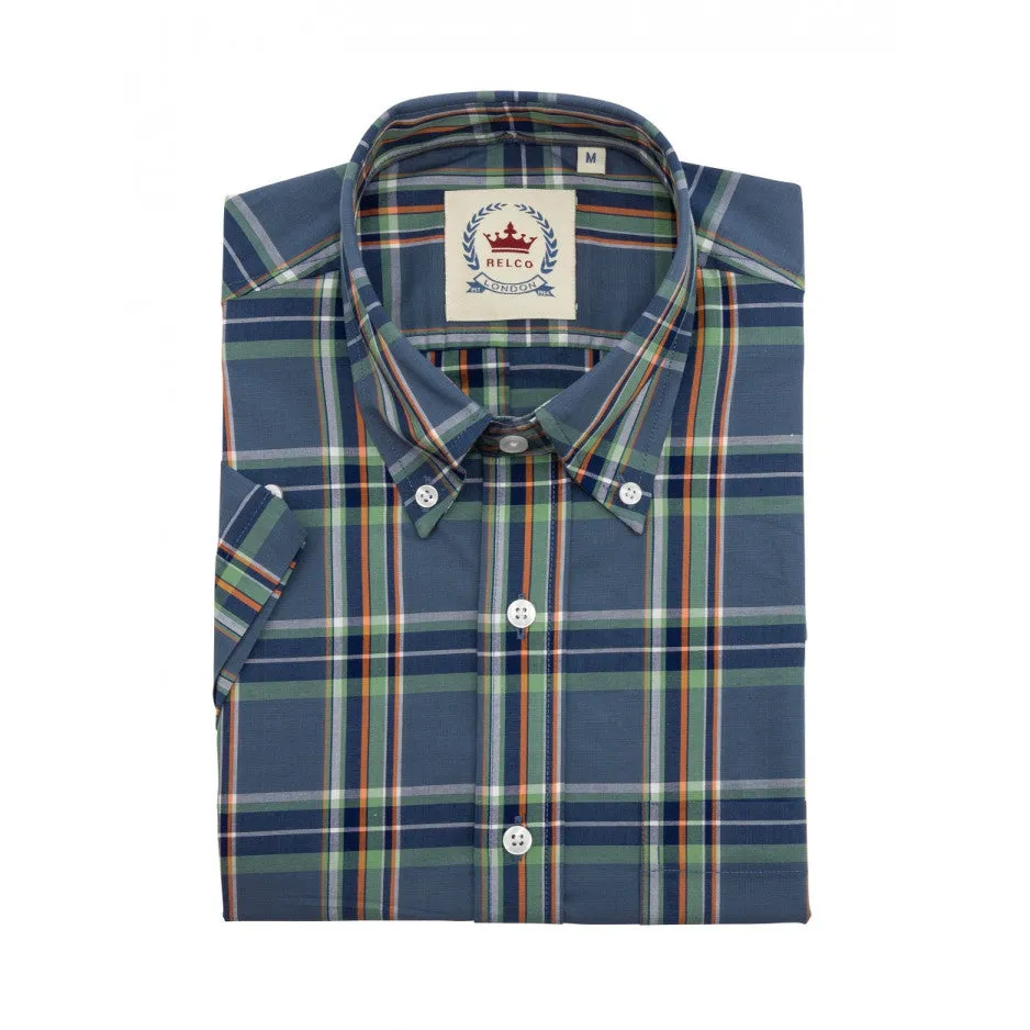 Relco Blue/Green Check Short Sleeve Shirt