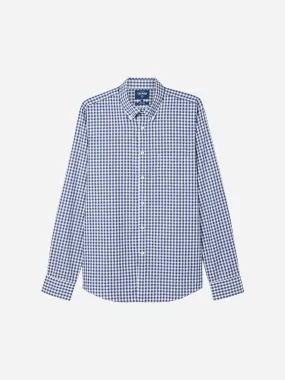 Royal Oxford Slim Fit Check Navy Blue Shirt