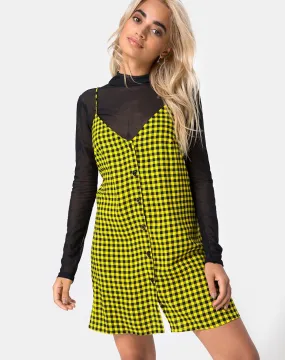 Sanna Slip Dress in Medium Gingham Yellow