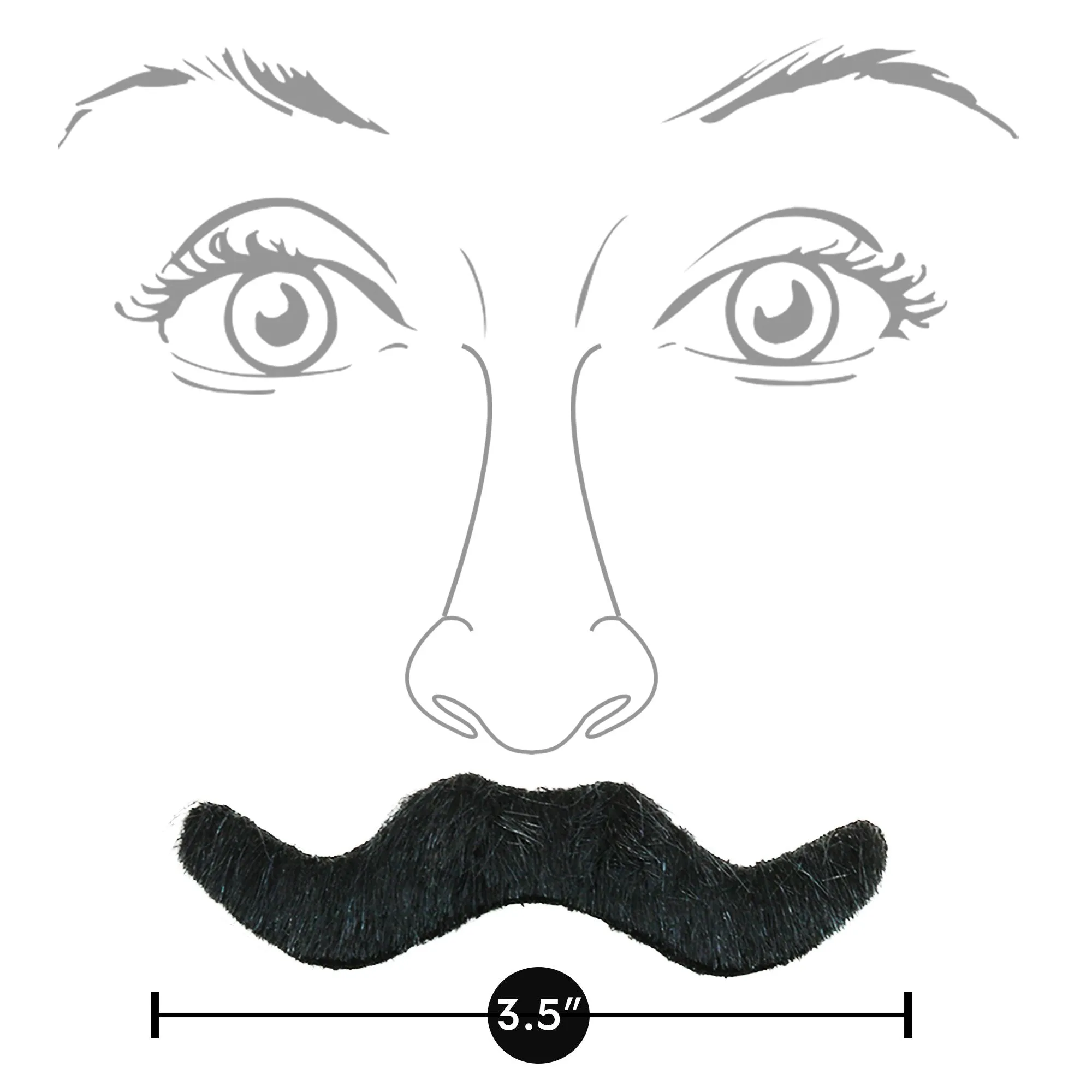 Self Adhesive Party Mustaches - Hairy Fake Black Sticker Mustache - 3 Piece Set