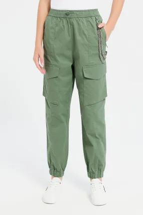 Senior Girls Green Cargo Pants