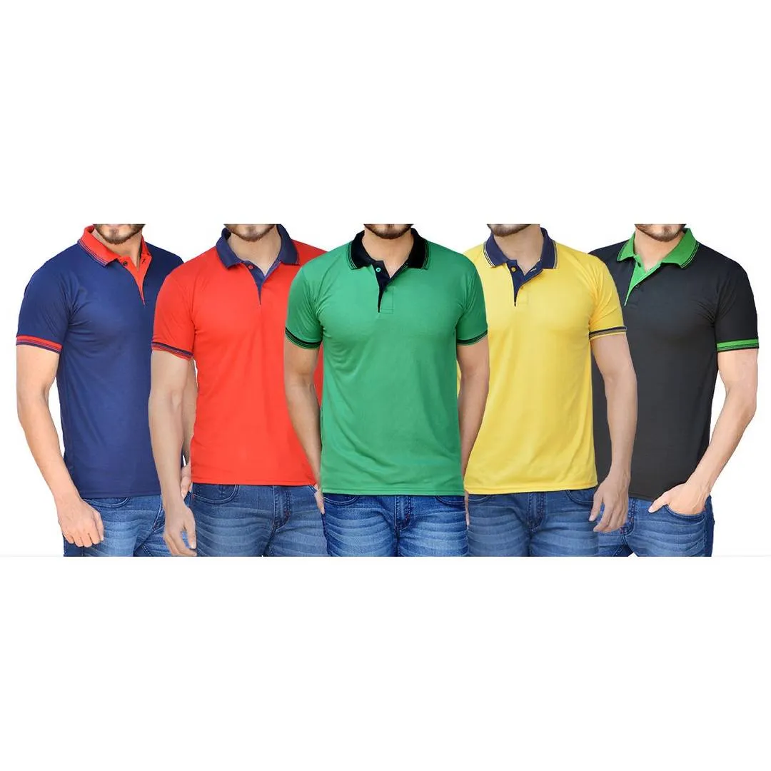 Set of 5 Polyester Blend Polo T-Shirt