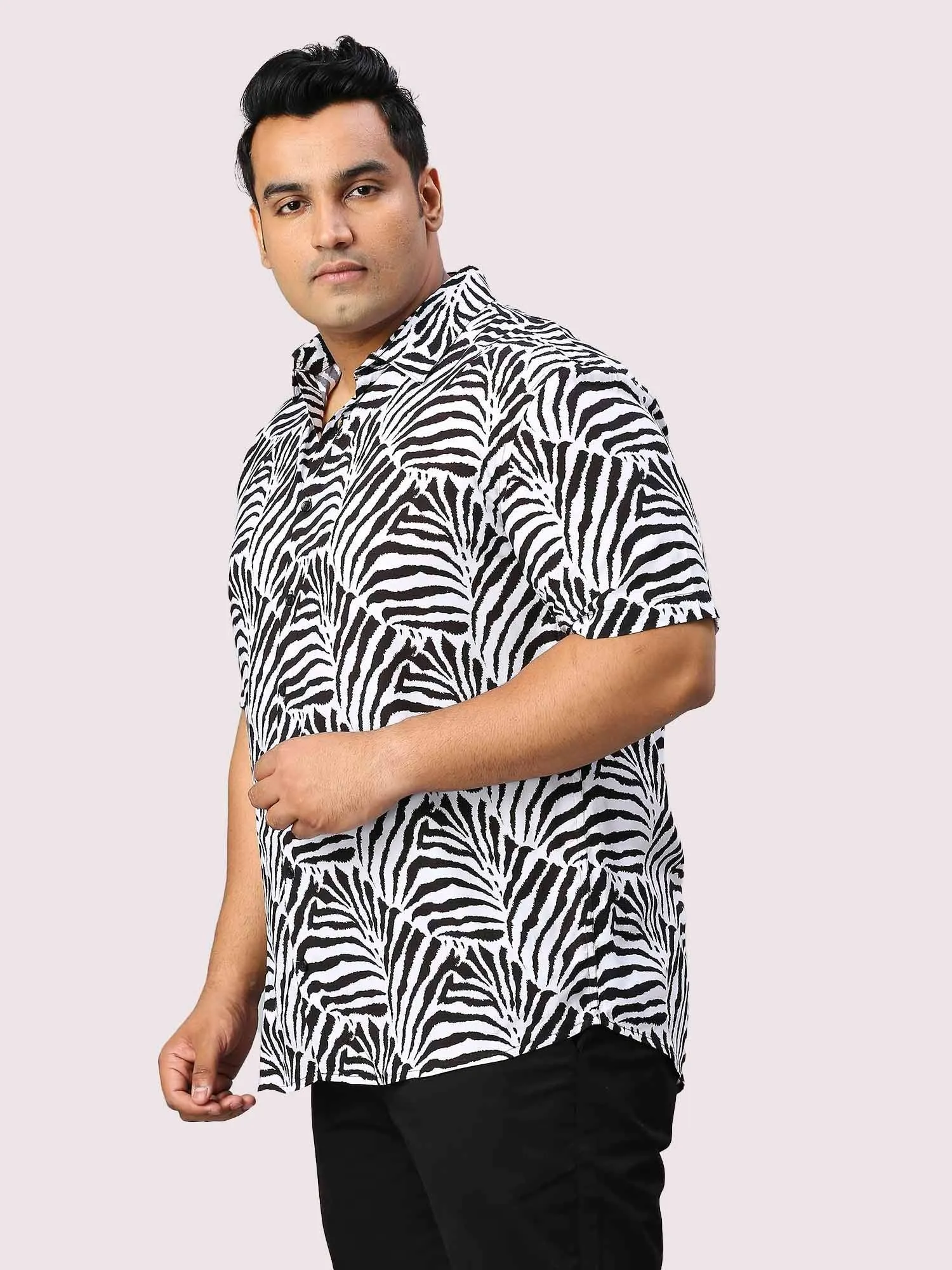 Shade Digital Printed Half Sleeve Men's Plus Size Shirt