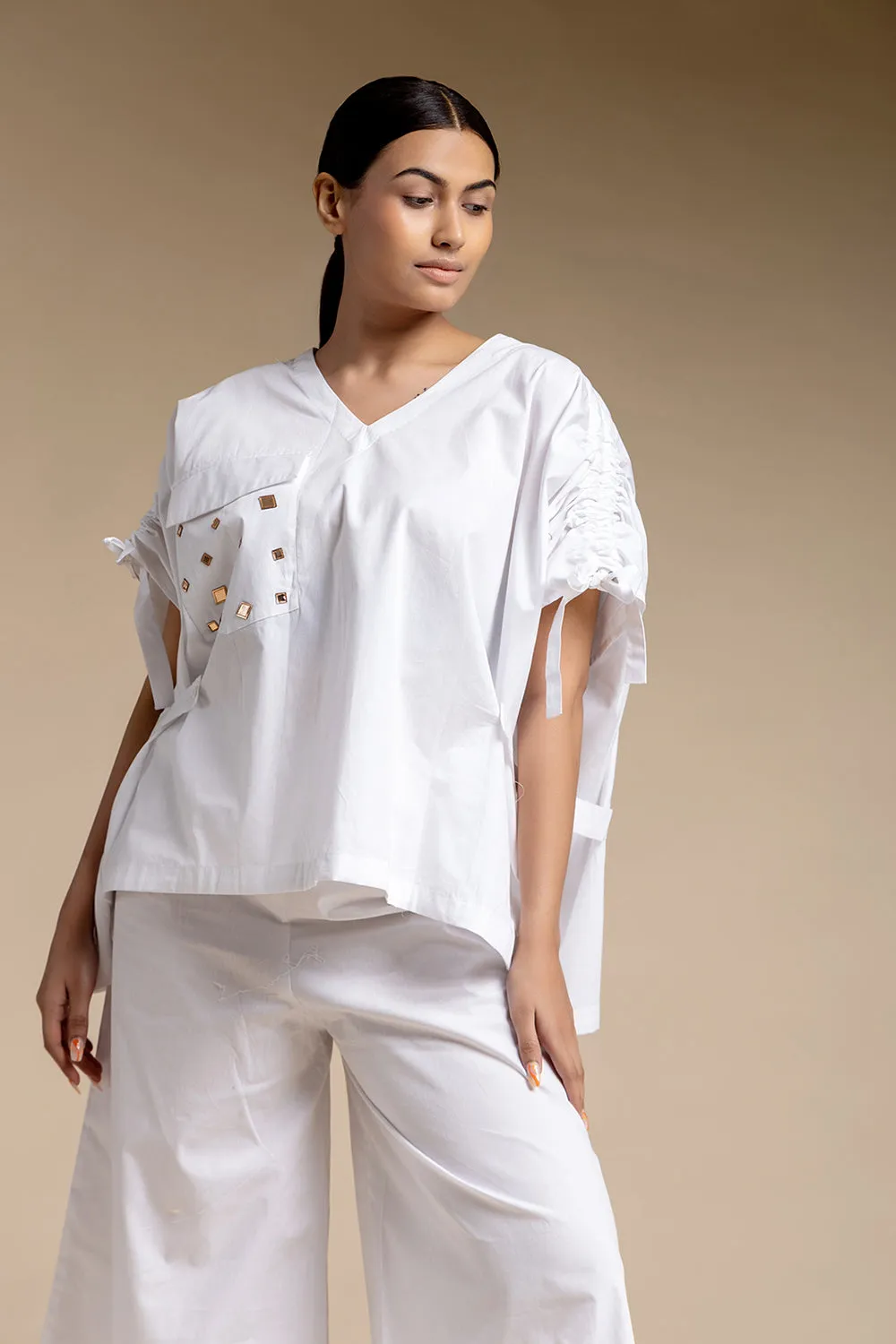 Short Kaftan Set - White