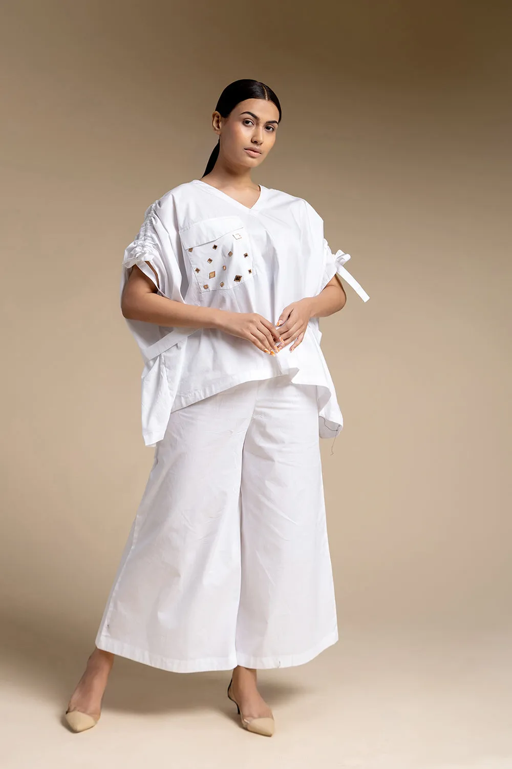 Short Kaftan Set - White