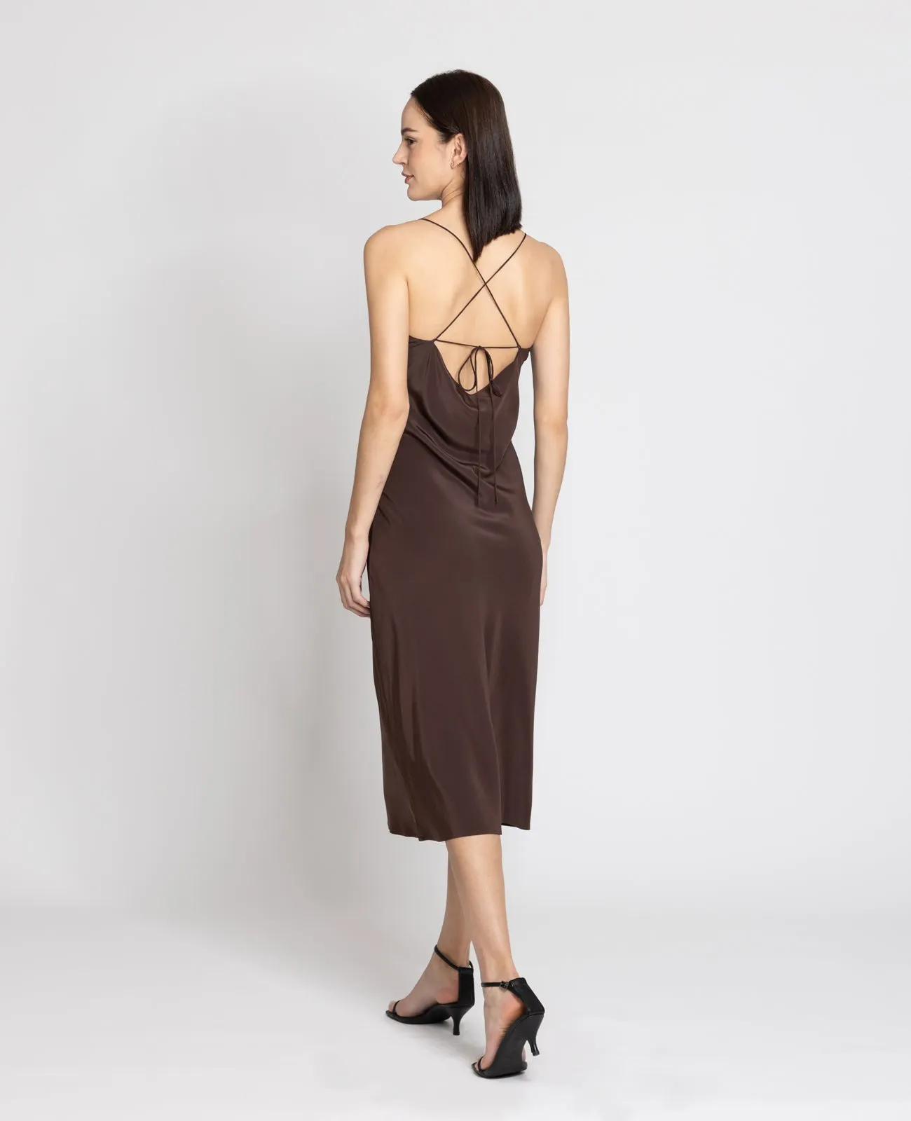 Silk Straight Neck Slip Dress