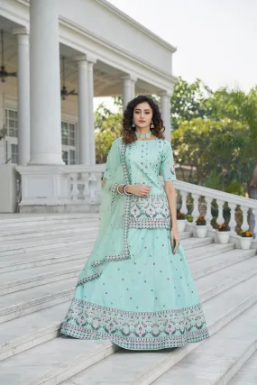 Sky Blue Color Gota Patti Work Designer Lehenga Suit