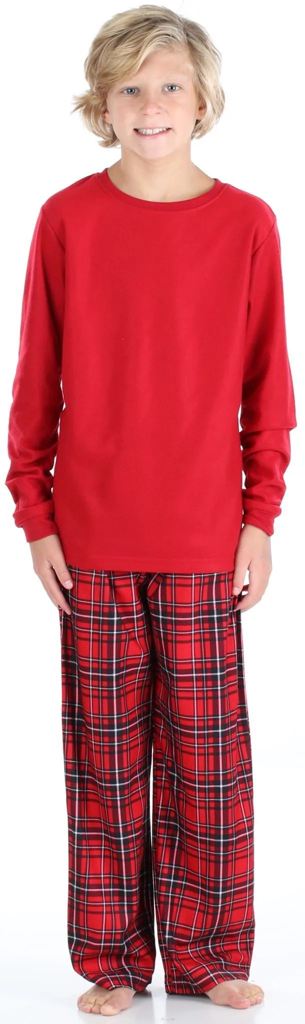 SleepytimePJs Family Matching Red Plaid Flannel Thermal Pajamas for the Family