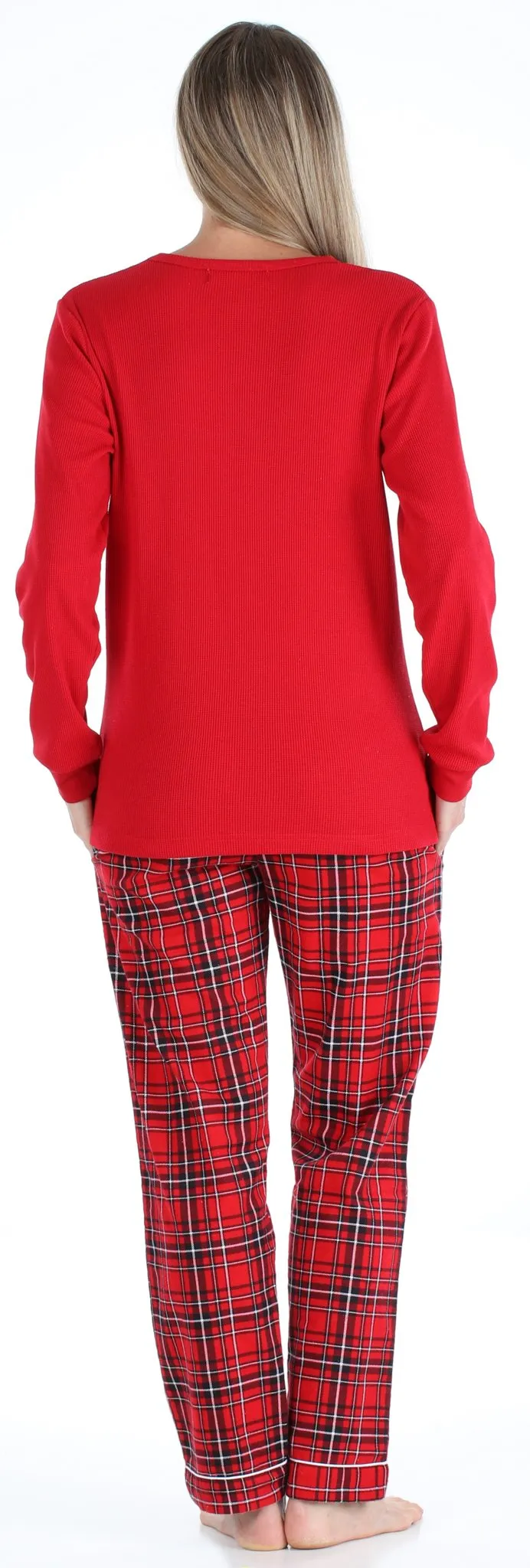 SleepytimePJs Family Matching Red Plaid Flannel Thermal Pajamas for the Family