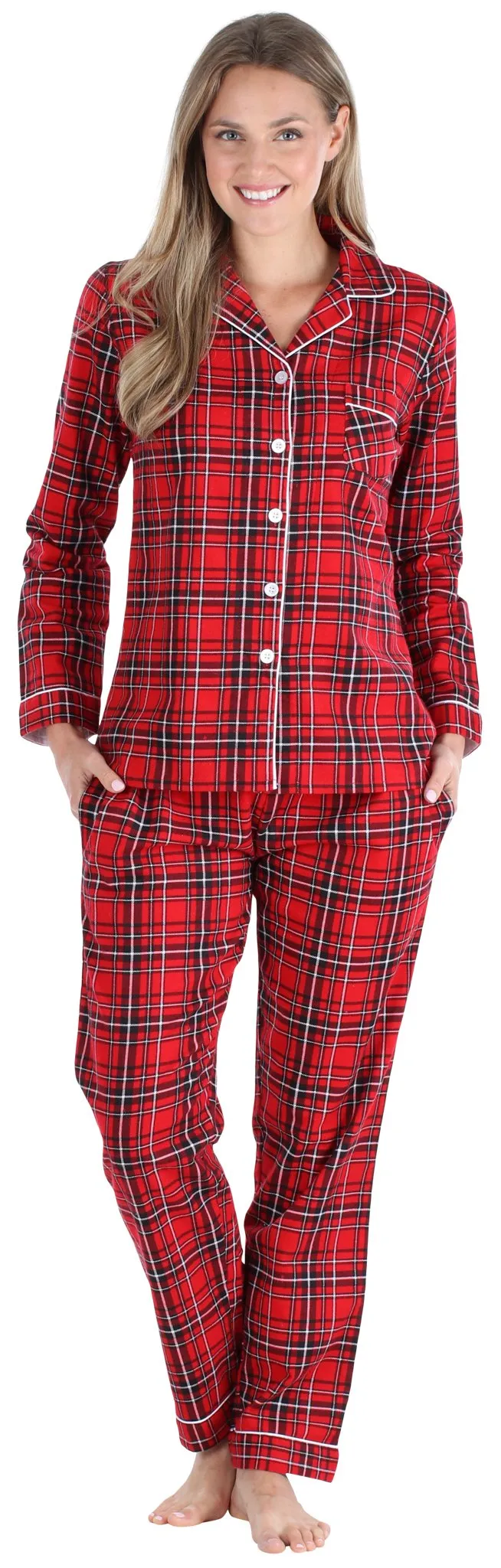 SleepytimePJs Family Matching Red Plaid Flannel Thermal Pajamas for the Family