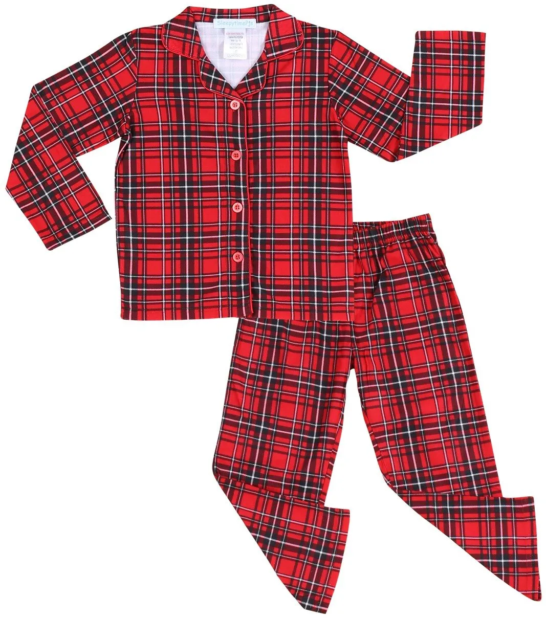 SleepytimePJs Family Matching Red Plaid Flannel Thermal Pajamas for the Family