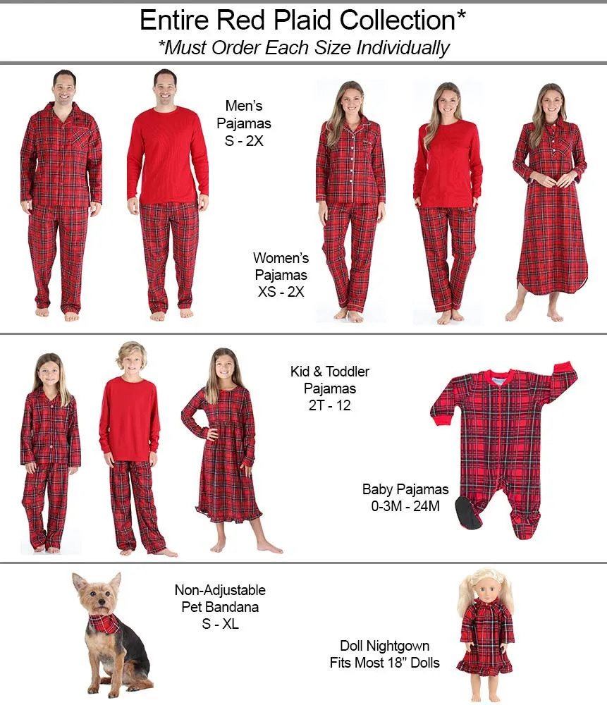 SleepytimePJs Family Matching Red Plaid Flannel Thermal Pajamas for the Family