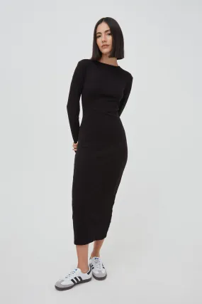 SOFT RIB CREW NECK MIDAXI DRESS