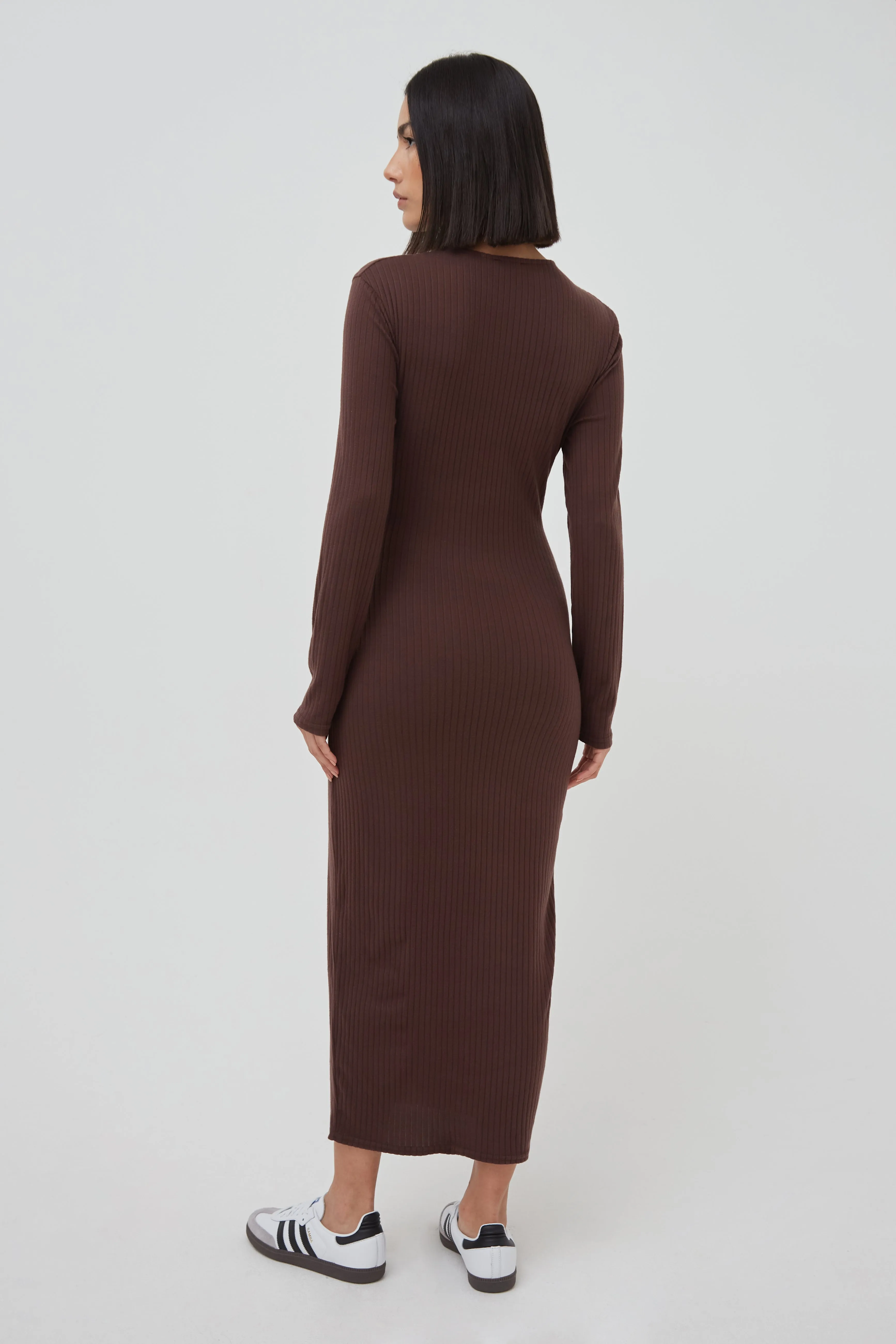 SOFT RIB CREW NECK MIDAXI DRESS