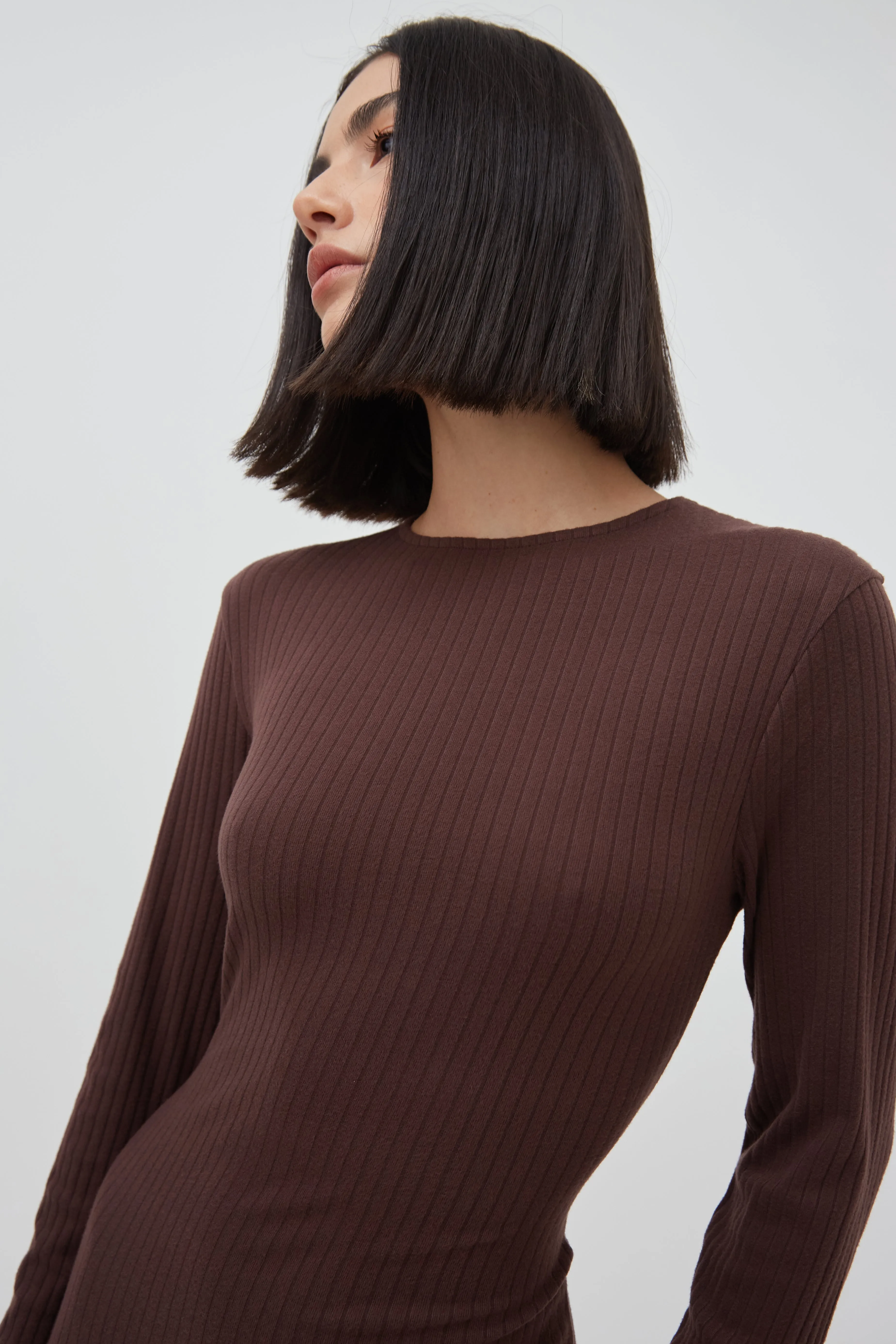 SOFT RIB CREW NECK MIDAXI DRESS