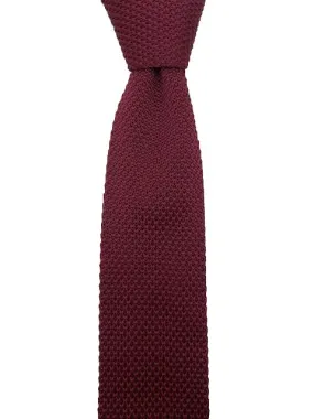 Solid Burgundy Skinny Knitted Necktie