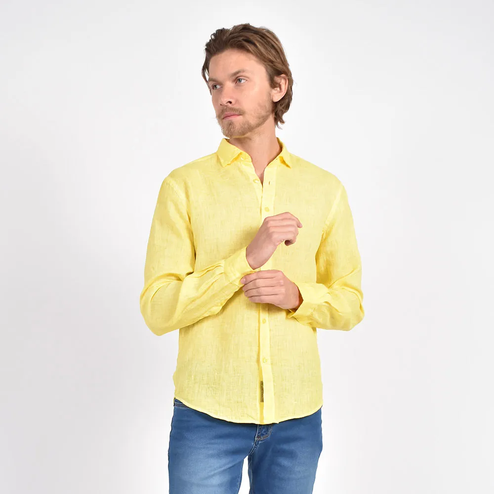 Solid Yellow Linen Shirt