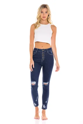 Star Stitched Pockets - Stretchy High Waisted Jeans - The Rose