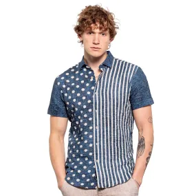 State of the Union Seersucker Short Sleeve Shirt - Navy