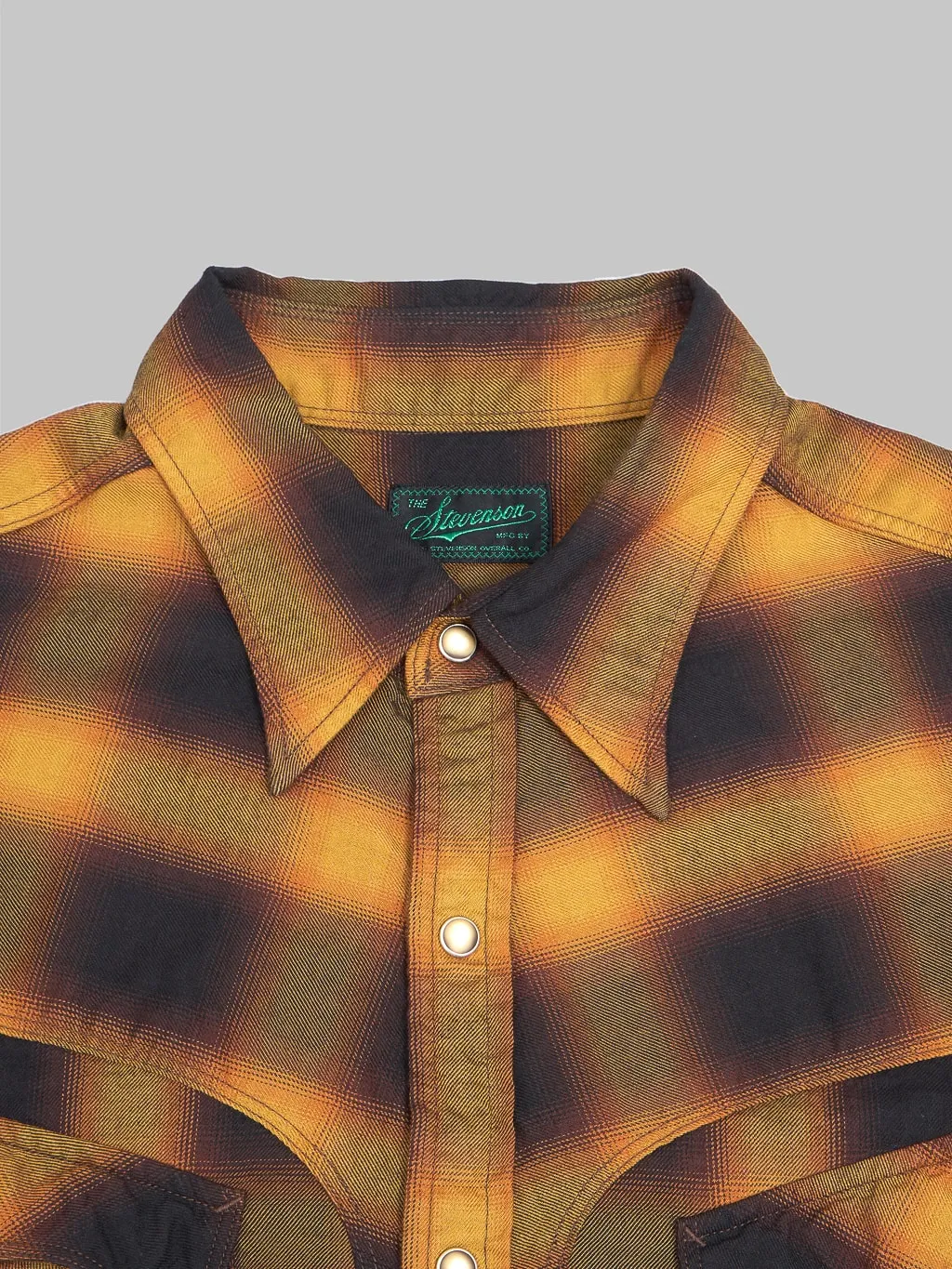 Stevenson Overall Co. Cody Plaid Twill Shirt Camel x Black