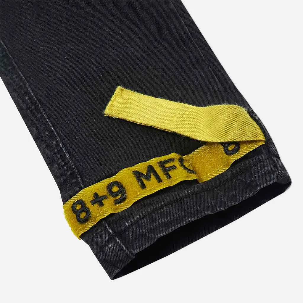 Strapped Up Slim Utility Jeans Black Denim Yellow