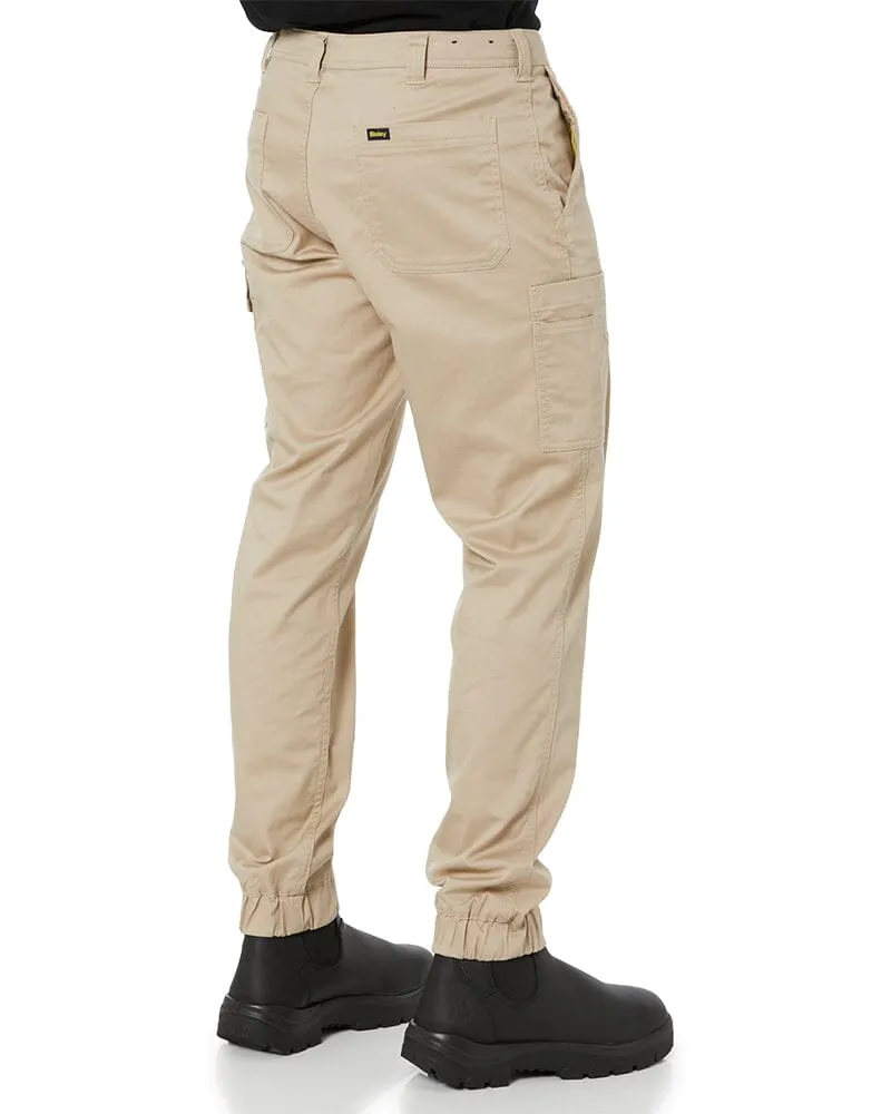 Stretch Cotton Drill Cargo Cuffed Pants - Stone