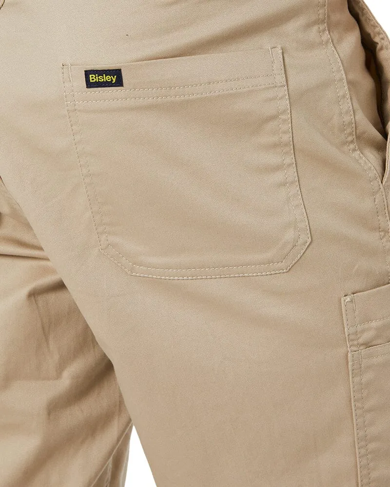 Stretch Cotton Drill Cargo Cuffed Pants - Stone