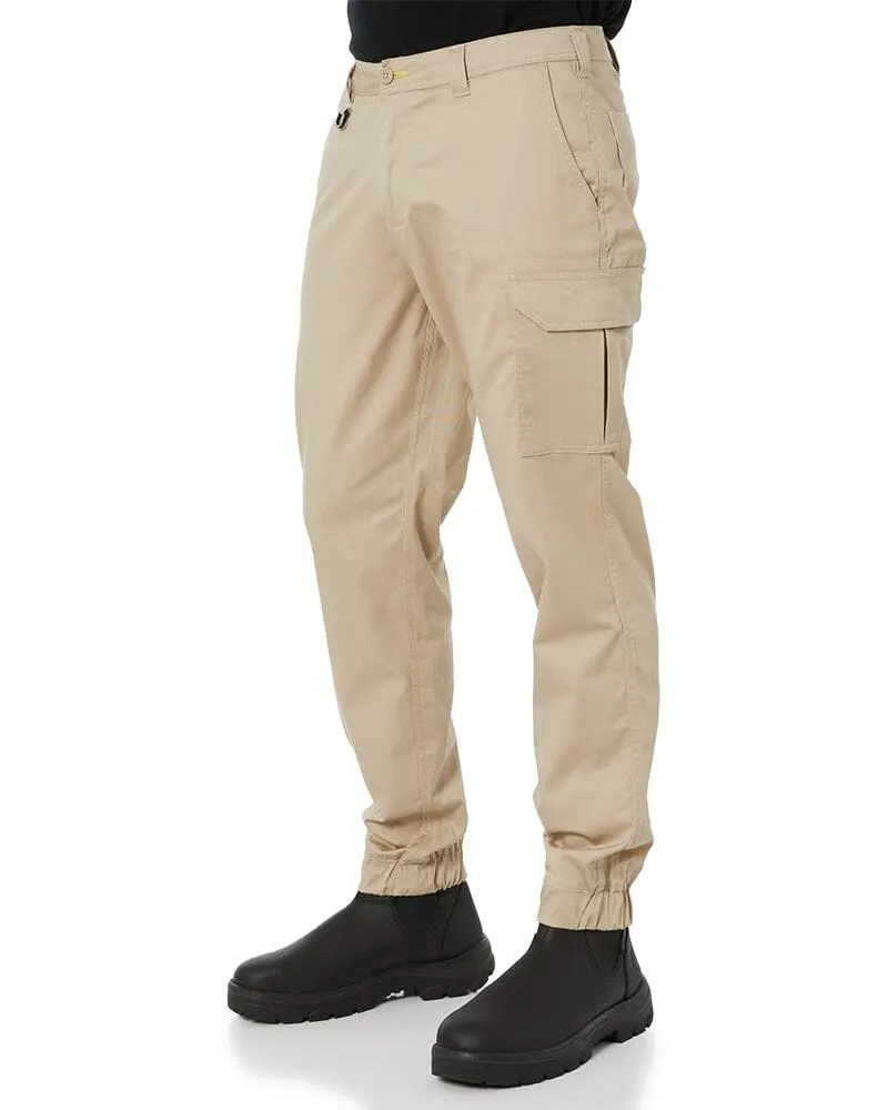 Stretch Cotton Drill Cargo Cuffed Pants - Stone