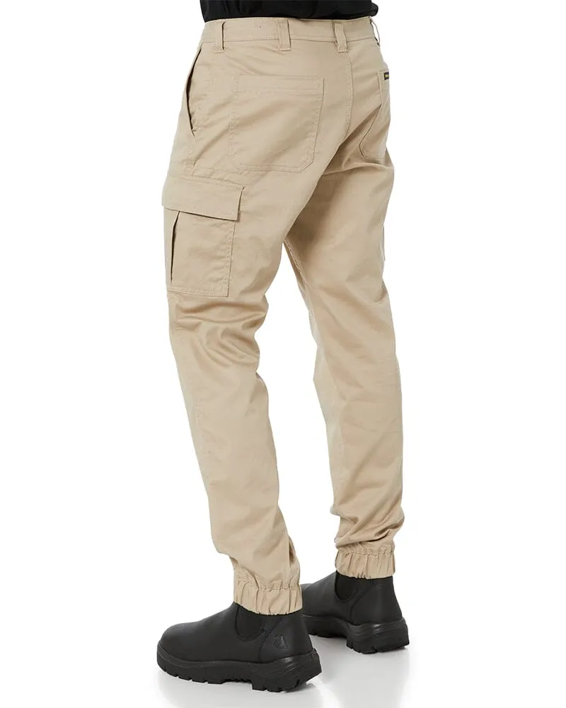 Stretch Cotton Drill Cargo Cuffed Pants - Stone