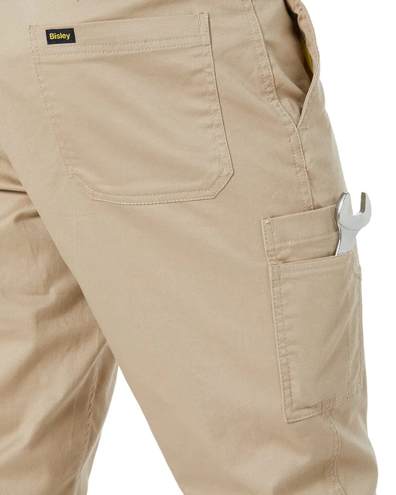 Stretch Cotton Drill Cargo Cuffed Pants - Stone