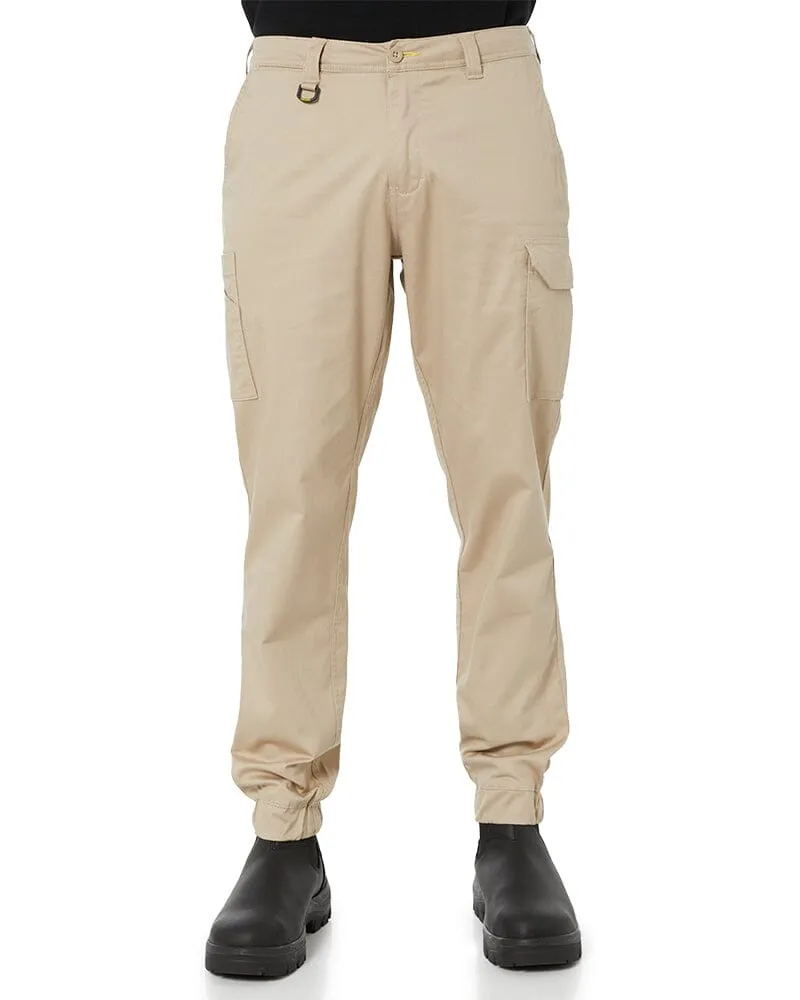 Stretch Cotton Drill Cargo Cuffed Pants - Stone