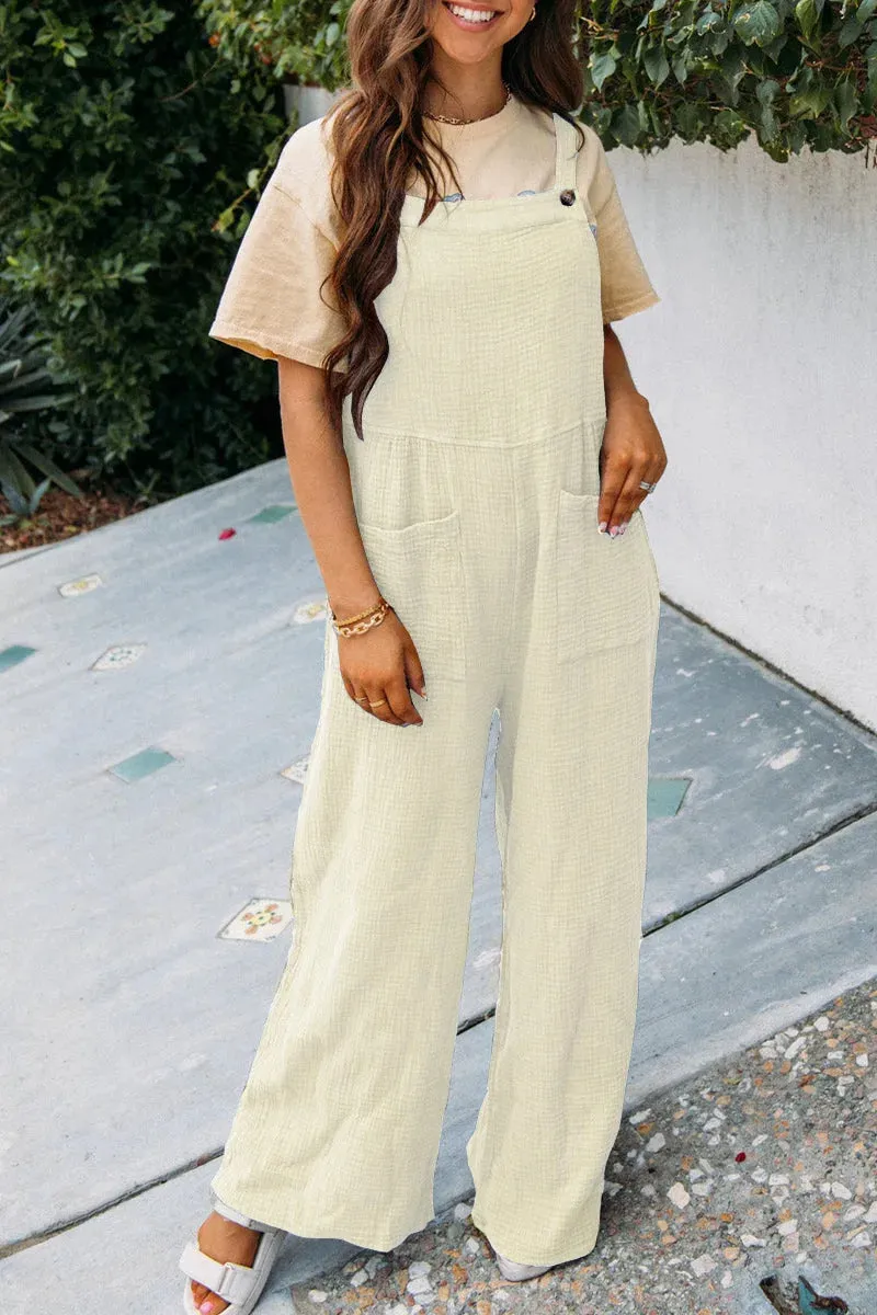 Summer New Women's Casual Solid Color Pocket Square Collar Loose Overalls Jumpsuit Y2k Clothes 2000s Woman Trousers Womens Kpop