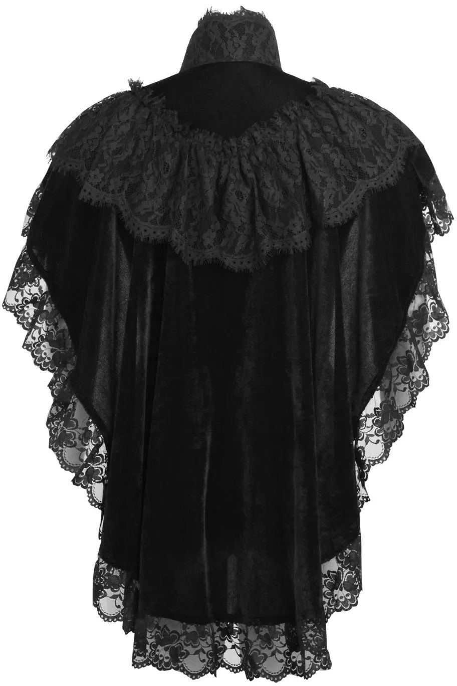 Tapered Black Velvet & Lace Capelet