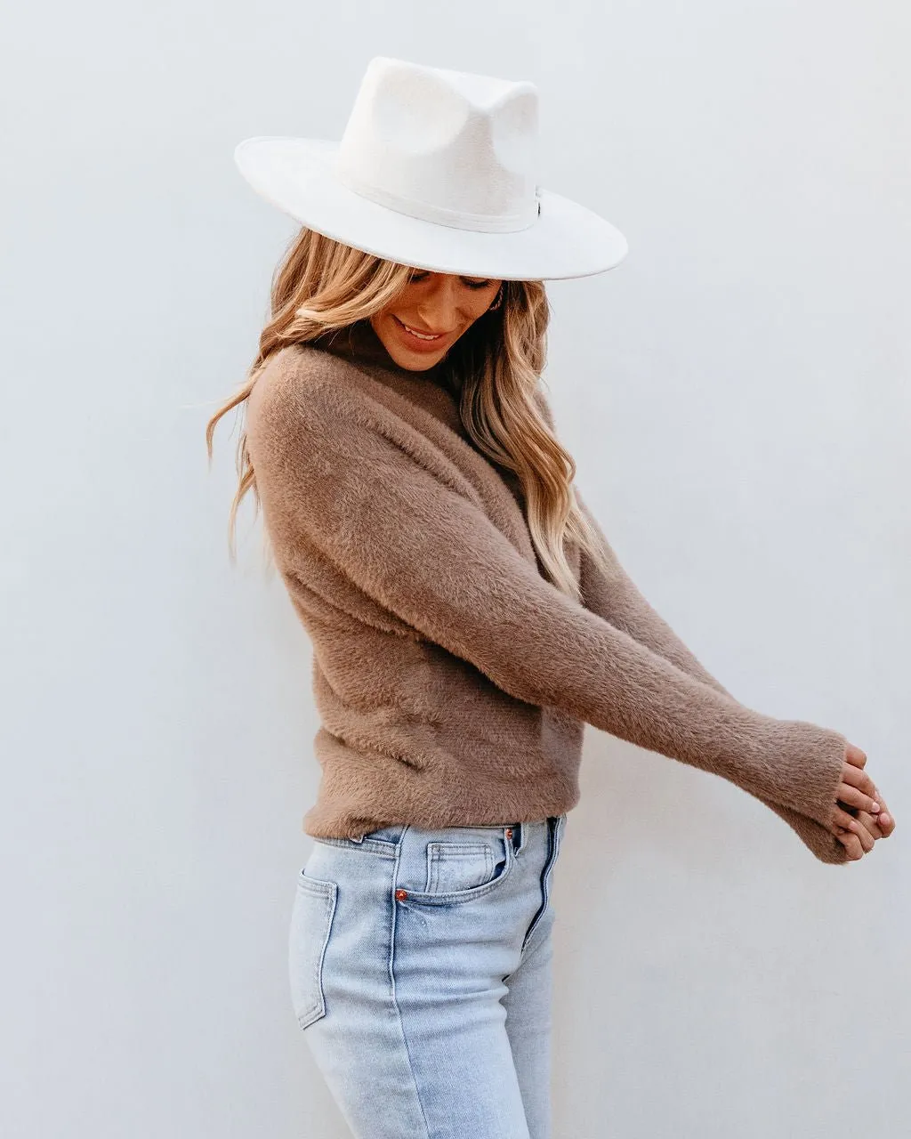 The Fuzzy Boat Neck Sweater - Mocha - FINAL SALE