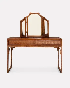 The Giovanna Rattan Dressing Table with Mirror